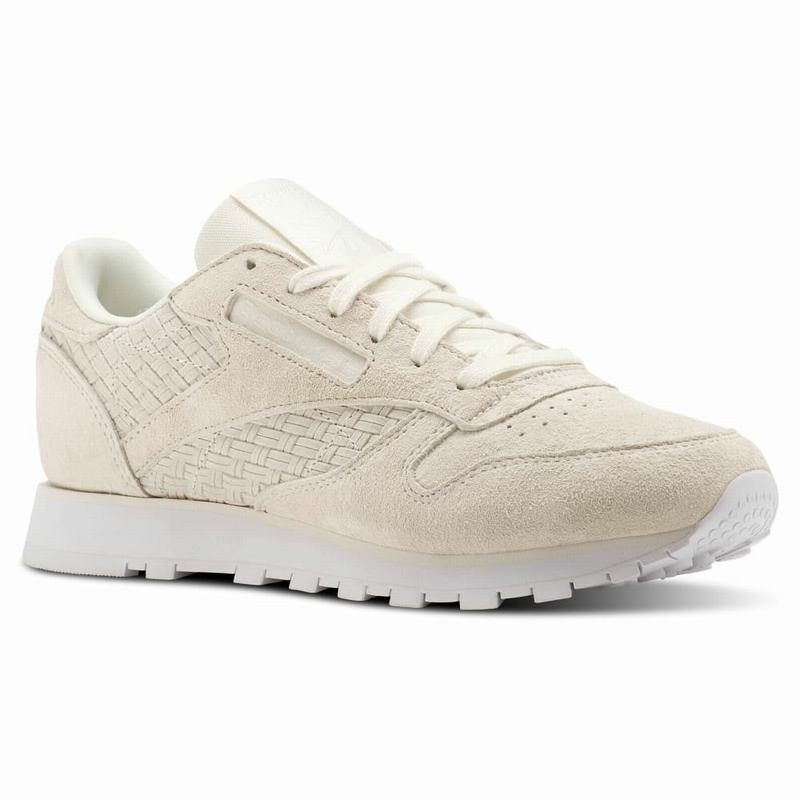Tenisi Reebok Classic Leather Woven Emb Dama Bej/Albi Romania MR9083BN